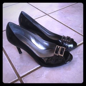 Antonio Melani Patent Leather Buckle Pumps